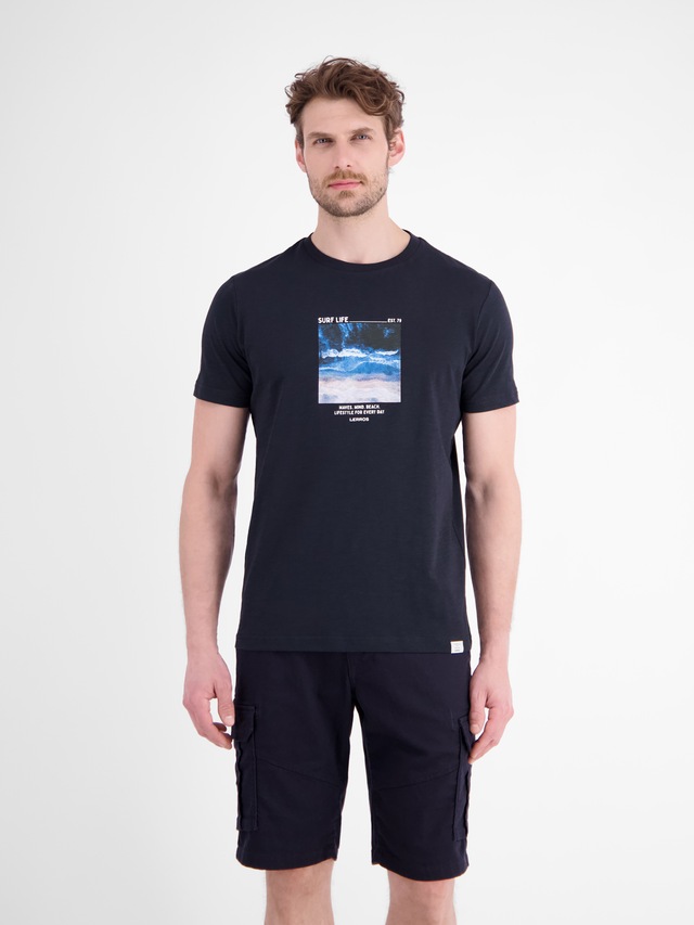 LERROS T-Shirt »Sportliches T-Shirt mit Surfer-Motiv-Print, reine Baumwolle«