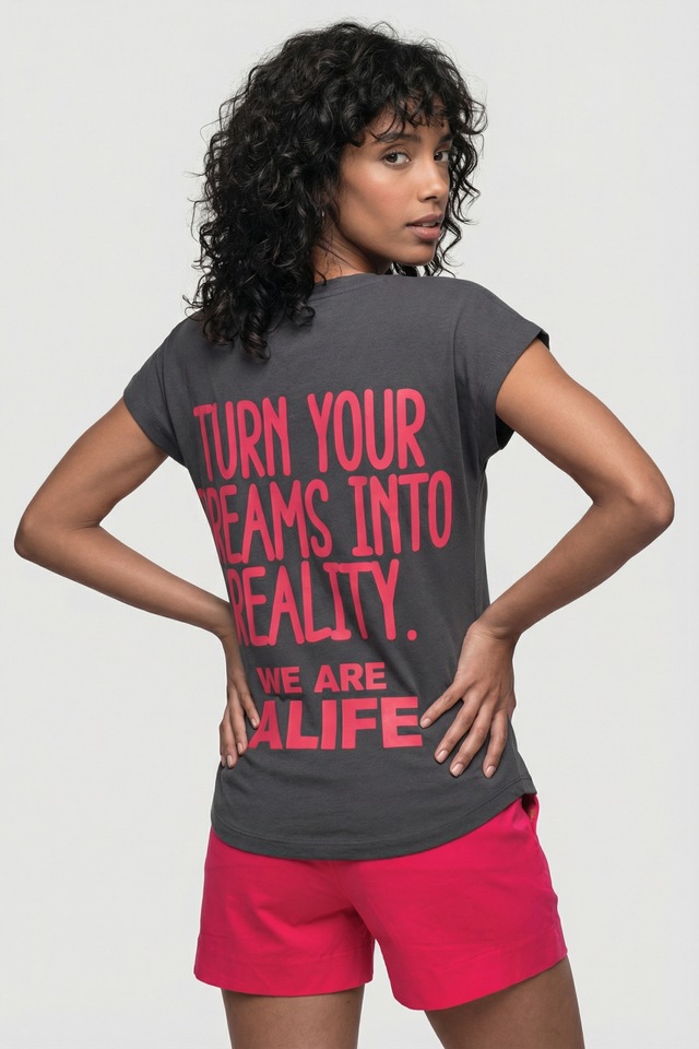 Alife & Kickin Rundhalsshirt leichtes Print Sommer-Top aus Bio-Baumwolle mit weitem U-Ausschnitt