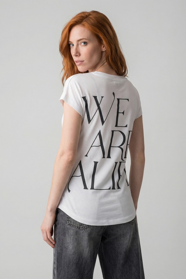 Alife & Kickin Rundhalsshirt leichtes Print Sommer-Top aus Bio-Baumwolle mit weitem U-Ausschnitt