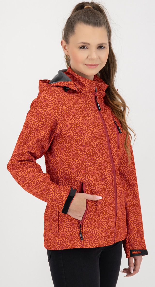 DEPROC Active Funktionsjacke »SHELBY PEAK XII Outdoorjacke« mit Kapuze leichte Softshelljacke mit All-Over-Print und abnehmbarer Kapuze