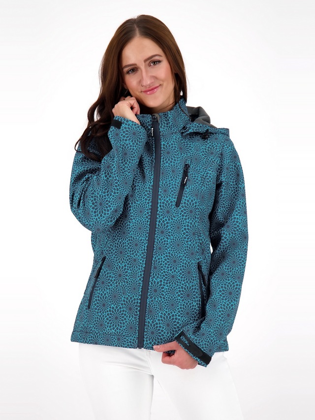 DEPROC Active Funktionsjacke »SHELBY PEAK XII Outdoorjacke« mit Kapuze leichte Softshelljacke mit All-Over-Print und abnehmbarer Kapuze