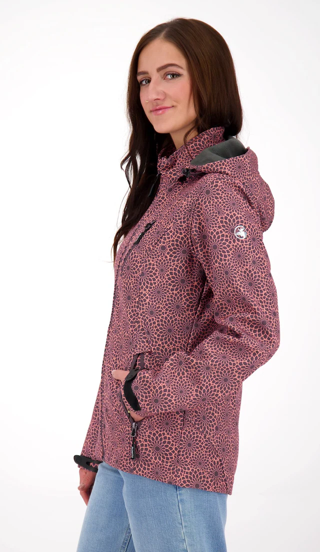 DEPROC Active Funktionsjacke »SHELBY PEAK XII Outdoorjacke« mit Kapuze leichte Softshelljacke mit All-Over-Print und abnehmbarer Kapuze