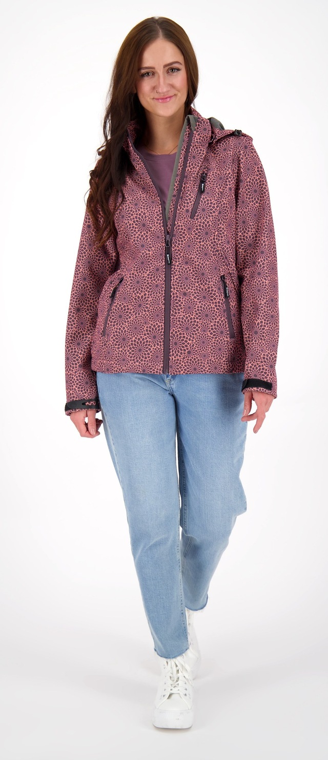 DEPROC Active Funktionsjacke »SHELBY PEAK XII Outdoorjacke« mit Kapuze leichte Softshelljacke mit All-Over-Print und abnehmbarer Kapuze