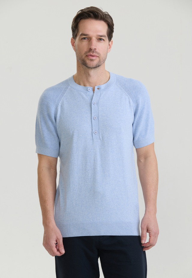 Felix Hardy T-Shirt »Basic-Strick-T-Shirt mit Rundhalsausschnitt und Knöpfen«