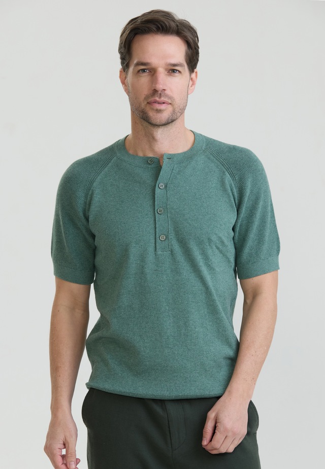 Felix Hardy T-Shirt »Basic-Strick-T-Shirt mit Rundhalsausschnitt und Knöpfen«