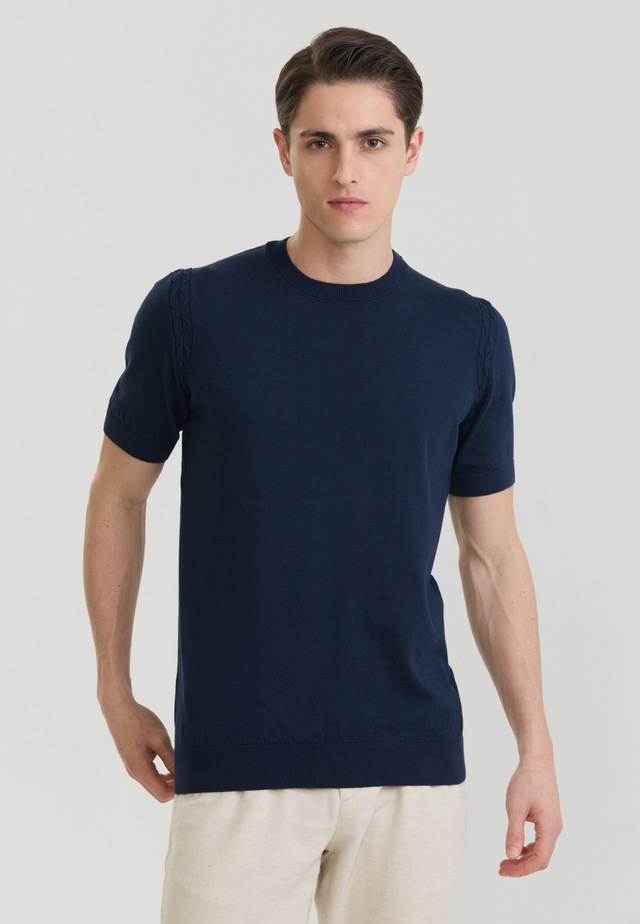 Felix Hardy T-Shirt »Basic-Strick-T-Shirt mit Rundhalsausschnitt«