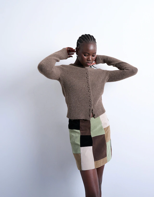 TOPSHOP Strickjacke »TSSIA KNITTED CARDIGAN NOOS« Materialmix, regular fit