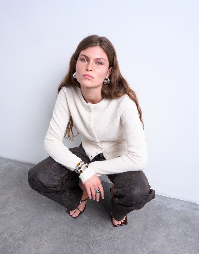 TOPSHOP Strickjacke »TSSIA KNITTED CARDIGAN NOOS« Materialmix, regular fit