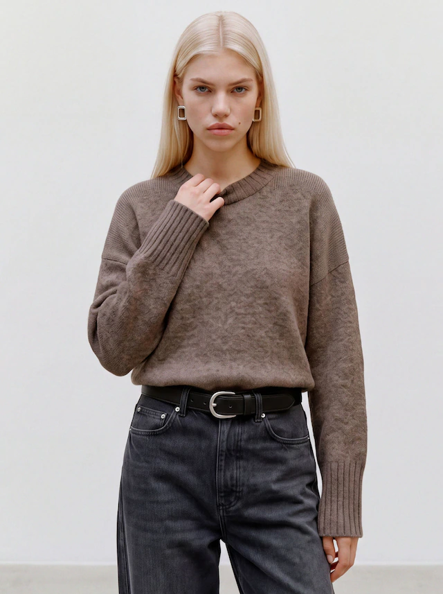 TOPSHOP Rundhalspullover »TSDAISY LS KNITTED JUMPER KNT NOOS« Materialmix, kürzer geschnitten