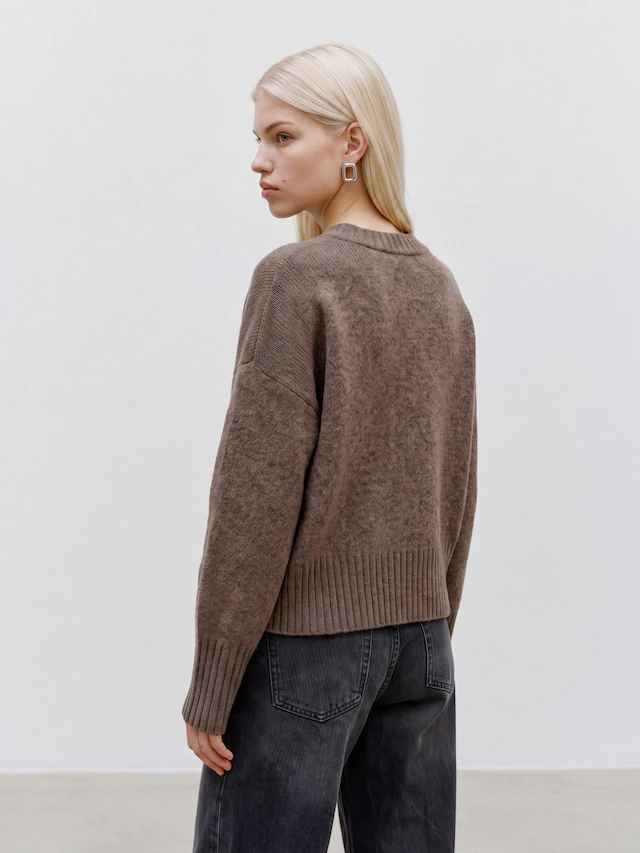 TOPSHOP Rundhalspullover »TSDAISY LS KNITTED JUMPER KNT NOOS« Materialmix, kürzer geschnitten