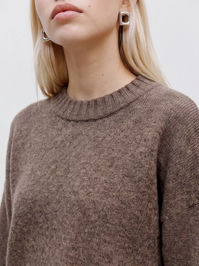 TOPSHOP Rundhalspullover »TSDAISY LS KNITTED JUMPER KNT NOOS« Materialmix, kürzer geschnitten