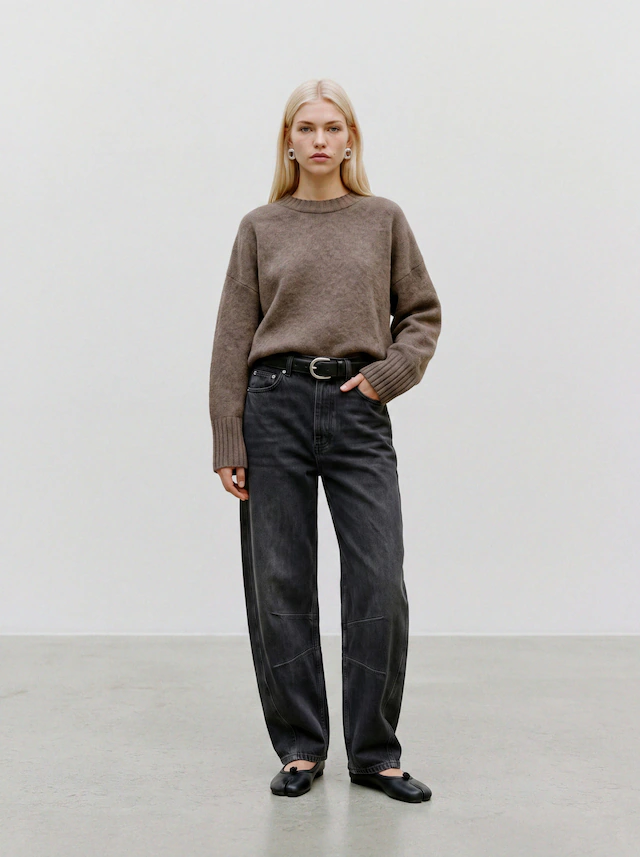 TOPSHOP Rundhalspullover »TSDAISY LS KNITTED JUMPER KNT NOOS« Materialmix, kürzer geschnitten
