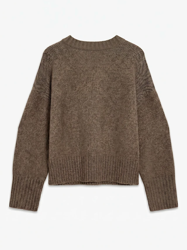 TOPSHOP Rundhalspullover »TSDAISY LS KNITTED JUMPER KNT NOOS« Materialmix, kürzer geschnitten