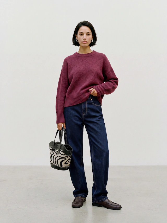 TOPSHOP Rundhalspullover »TSDAISY LS KNITTED JUMPER KNT NOOS« Materialmix, kürzer geschnitten