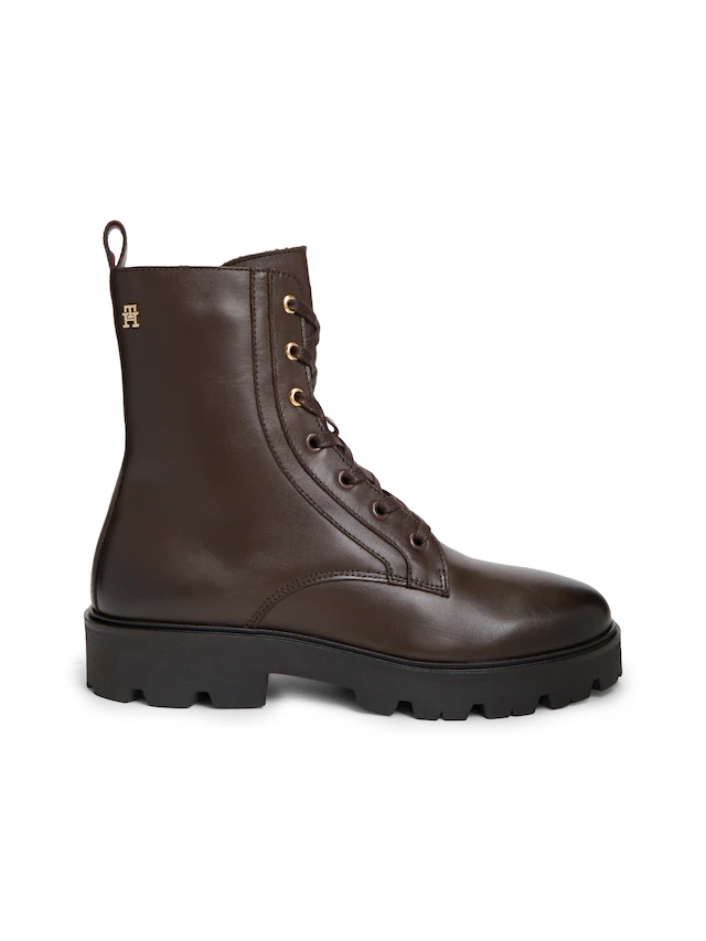Tommy Hilfiger Schnürstiefelette »TH STUD LEATHER LACE-UP BOOT« Blockabsatz, Schnürboots mit zusätzlichem Innenreißverschluss