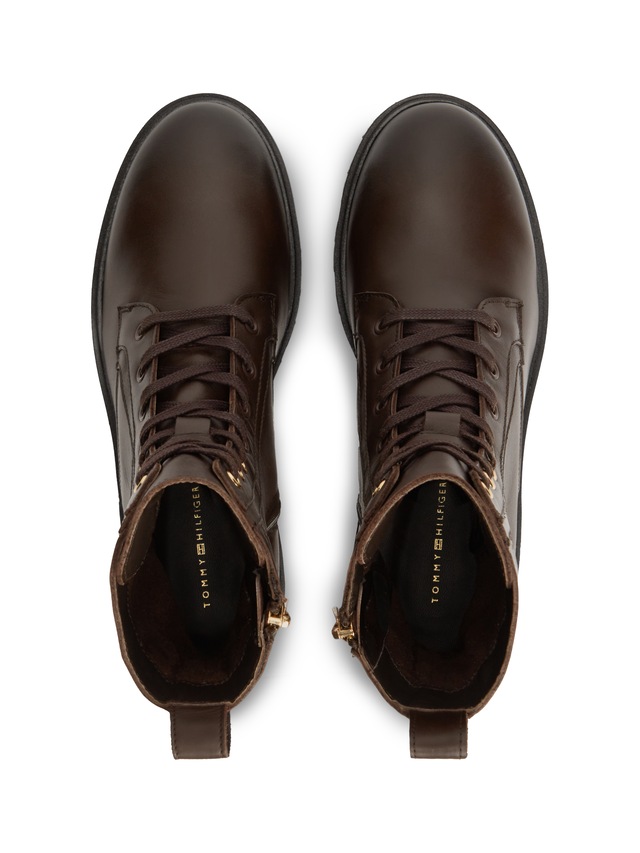 Tommy Hilfiger Schnürstiefelette »TH STUD LEATHER LACE-UP BOOT« Blockabsatz, Schnürboots mit zusätzlichem Innenreißverschluss