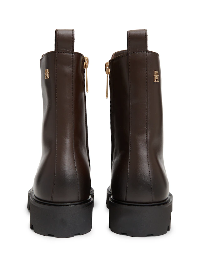 Tommy Hilfiger Schnürstiefelette »TH STUD LEATHER LACE-UP BOOT« Blockabsatz, Schnürboots mit zusätzlichem Innenreißverschluss