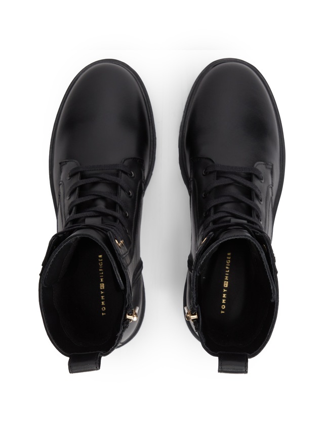 Tommy Hilfiger Schnürstiefelette »TH STUD LEATHER LACE-UP BOOT« Blockabsatz, Schnürboots mit zusätzlichem Innenreißverschluss