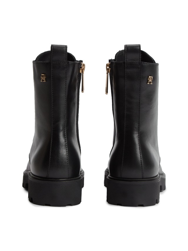 Tommy Hilfiger Schnürstiefelette »TH STUD LEATHER LACE-UP BOOT« Blockabsatz, Schnürboots mit zusätzlichem Innenreißverschluss