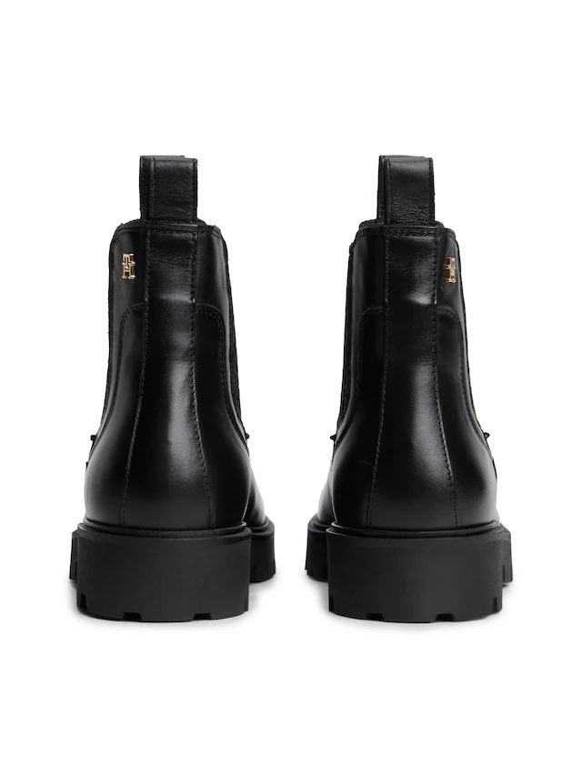 Tommy Hilfiger Chelseaboots »TH MONOGRAM LEATHER CHELSEA BOOT« Blockabsatz, Schlupfboots, mit beidseitigem Stretcheinsatz