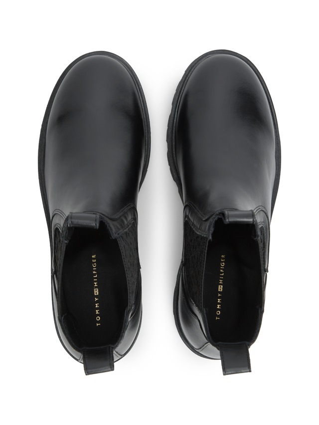 Tommy Hilfiger Chelseaboots »TH MONOGRAM LEATHER CHELSEA BOOT« Blockabsatz, Schlupfboots, mit beidseitigem Stretcheinsatz