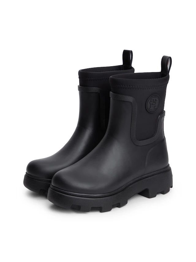 Tommy Hilfiger Gummistiefelette »TH STAMP WARM ANKLE RAIN BOOT« Blockabsatz, Regenboots mit TH-Logoemblem