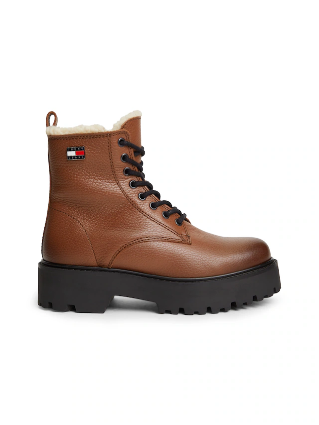 Tommy Jeans Winterstiefelette »TJW PLATFORM BOOTS WL« Blockabsatz, Schnürboots, Winterboots mit seitlicher Logoflag