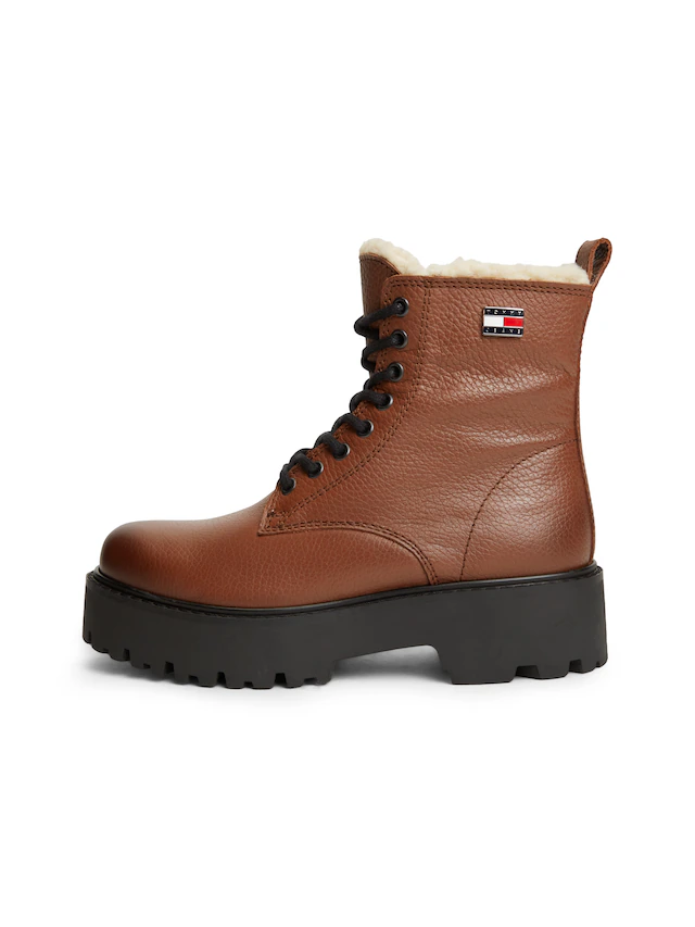 Tommy Jeans Winterstiefelette »TJW PLATFORM BOOTS WL« Blockabsatz, Schnürboots, Winterboots mit seitlicher Logoflag
