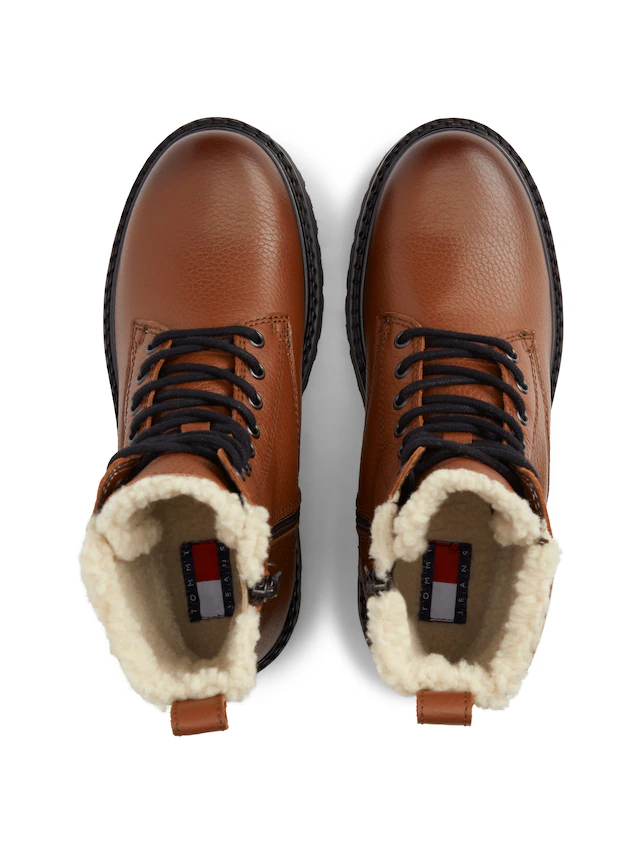 Tommy Jeans Winterstiefelette »TJW PLATFORM BOOTS WL« Blockabsatz, Schnürboots, Winterboots mit seitlicher Logoflag