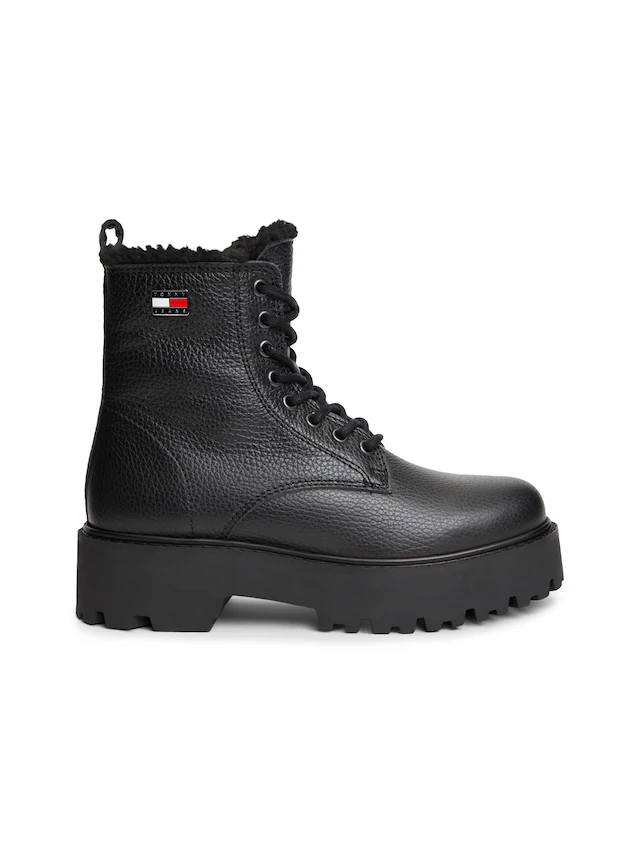 Tommy Jeans Winterstiefelette »TJW PLATFORM BOOTS WL« Blockabsatz, Schnürboots, Winterboots mit seitlicher Logoflag
