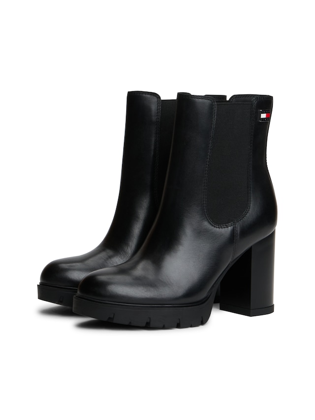 Tommy Jeans Chelseaboots »TJW CHELSEA HIGH HEEL BOOTS« Ankle Boots, Plateaustiefeletten mit Stretcheinsatz und Logoflagge
