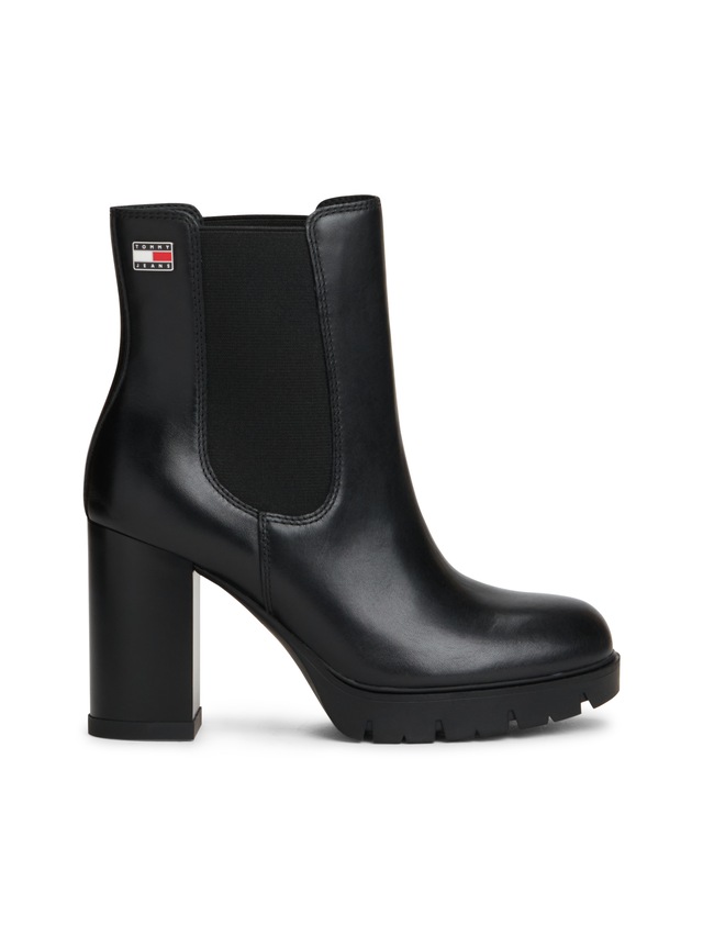 Tommy Jeans Chelseaboots »TJW CHELSEA HIGH HEEL BOOTS« Ankle Boots, Plateaustiefeletten mit Stretcheinsatz und Logoflagge