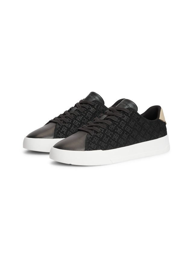 Tommy Hilfiger Sneaker »TH COURT LTH MIX MONOGRAM« Freizeitschuh, Halbschuh, Schnürer mit TH-Allover-Prägung
