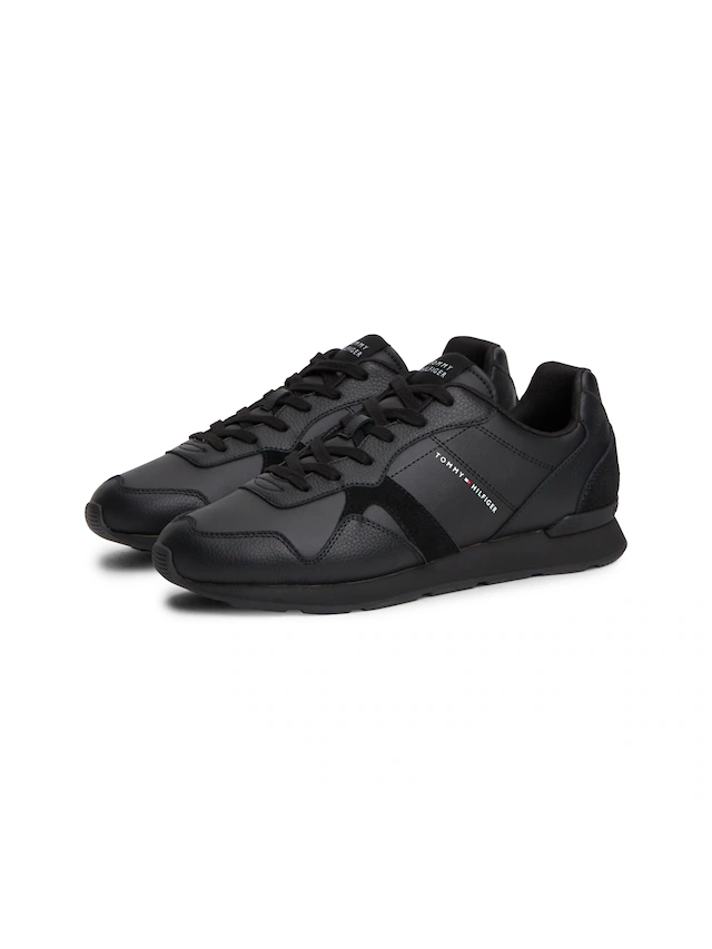 Tommy Hilfiger Sneaker »T HILFIGER CORE LTH RUNNER« Freizeitschuh, Halbschuh, Schnürer mit Kontrastbesatz an der Ferse