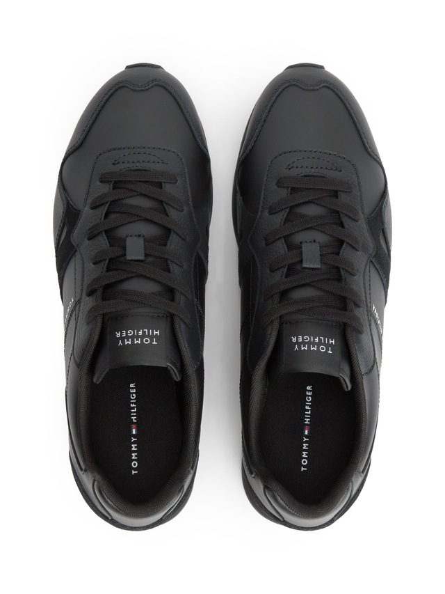 Tommy Hilfiger Sneaker »T HILFIGER CORE LTH RUNNER« Freizeitschuh, Halbschuh, Schnürer mit Kontrastbesatz an der Ferse