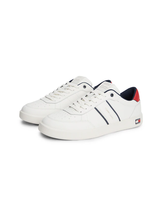 Tommy Jeans Sneaker »LIGHTWEIGHT FLAG LEATHER COURT« Freizeitschuh, Halbschuh, Schnürer mit Logoflagge im Plateau