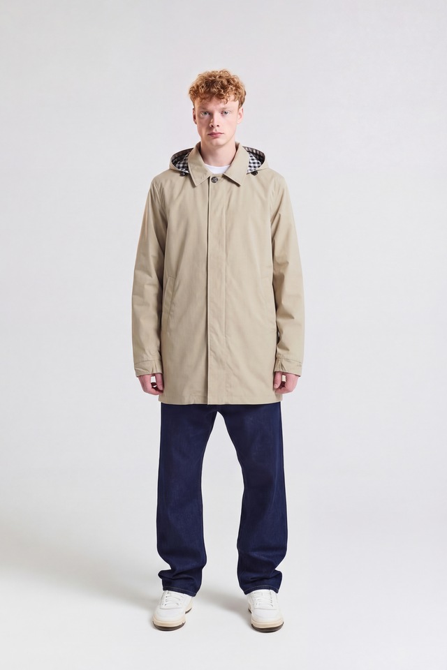 Aquascutum Active Parka »RLG PACKABLE TRENCHCOAT Herren« mit Kapuze Regenmantel Herren, leichte Jacke, Übergangsjacke, Outdoor, Sale