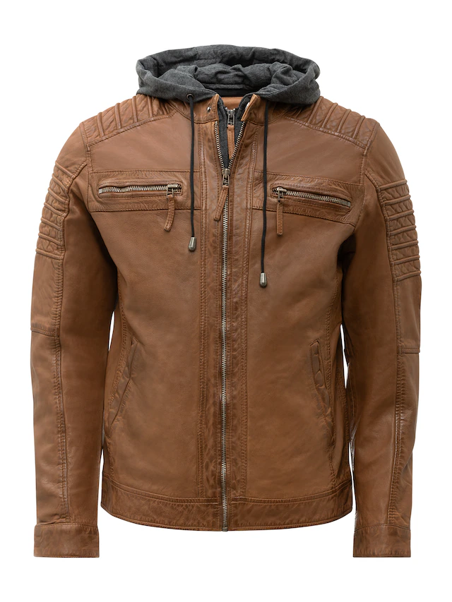 RICANO Bikerjacke »Lederjacke 12815 Hood« Handgefertigt aus echtem Leder