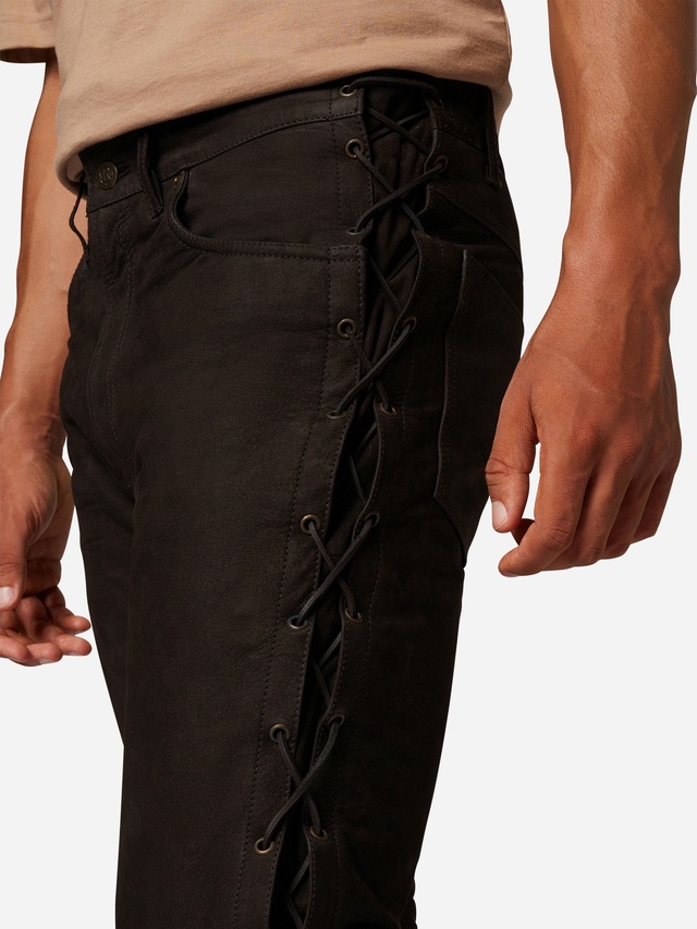 RICANO Lederhose »Lederhose S/L RT-101 (Buff Nubuk - geschnürt)« Handgefertigt aus echtem Leder
