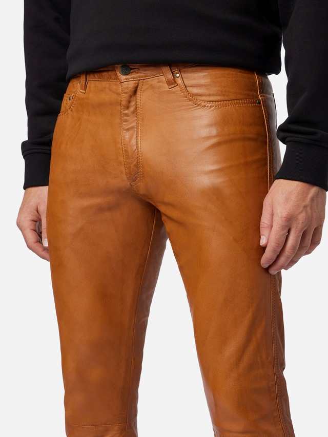RICANO 5-Pocket-Hose »Lederhose Slim Fit« Handgefertigt aus echtem Leder