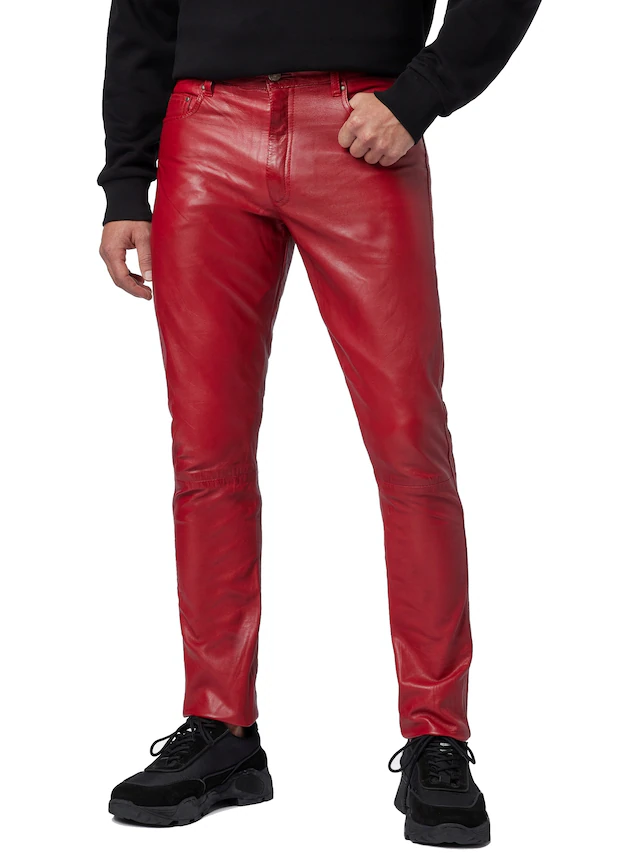 RICANO 5-Pocket-Hose »Lederhose Slim Fit« Handgefertigt aus echtem Leder