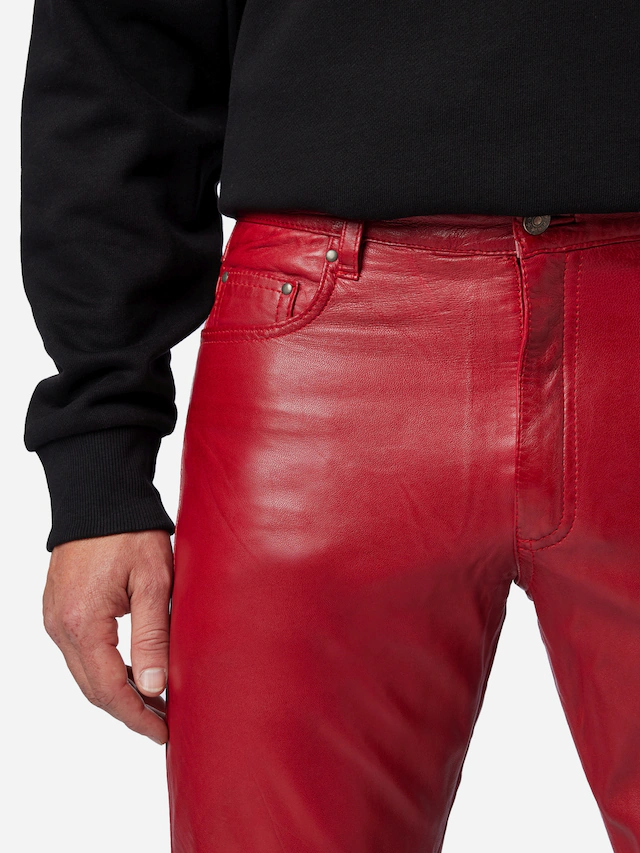 RICANO 5-Pocket-Hose »Lederhose Slim Fit« Handgefertigt aus echtem Leder