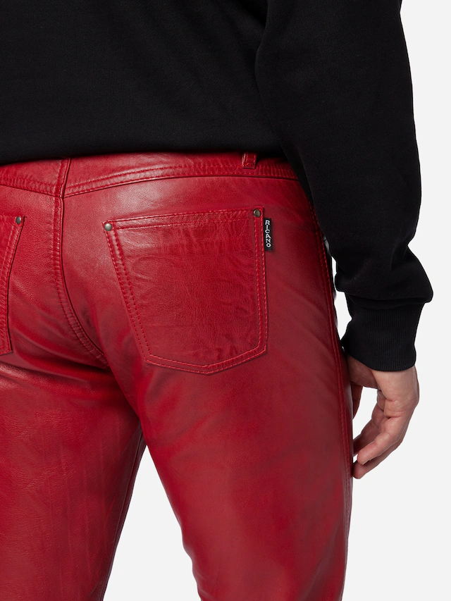 RICANO 5-Pocket-Hose »Lederhose Slim Fit« Handgefertigt aus echtem Leder