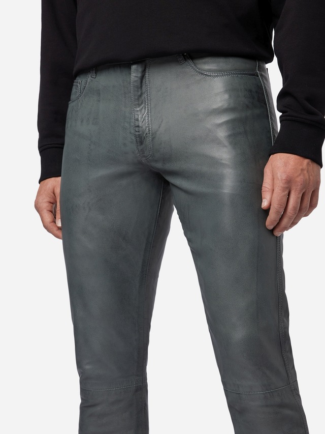 RICANO 5-Pocket-Hose »Lederhose Slim Fit« Handgefertigt aus echtem Leder