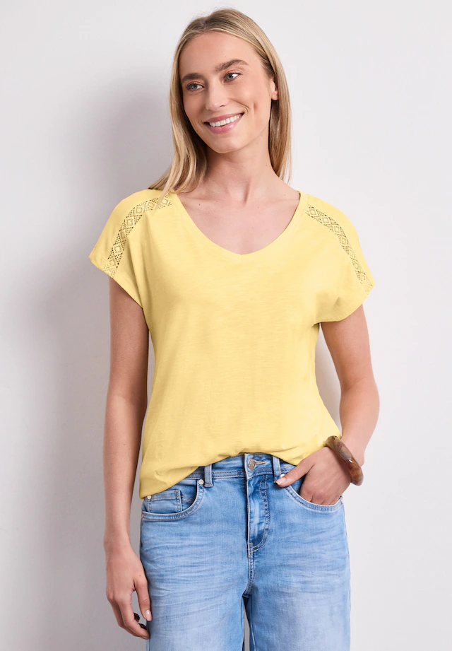 STREET ONE T-Shirt mit abgerundetem V-Ausschnitt