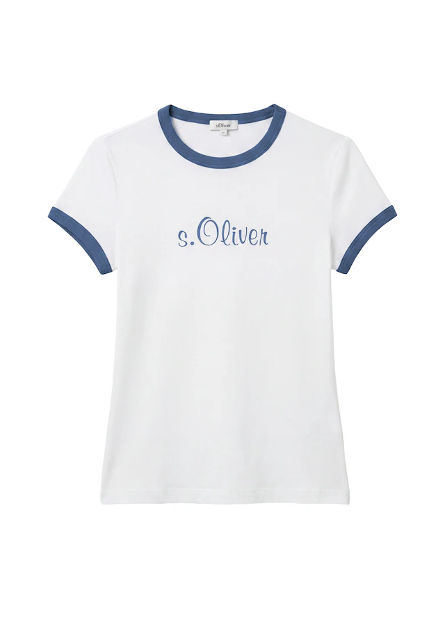 s.Oliver Kurzarmshirt »s.Oliver X Heidi Klum Logo T-Shirt« mit Logo-Print / Konstrastfarbene Bündchen / Rundhals