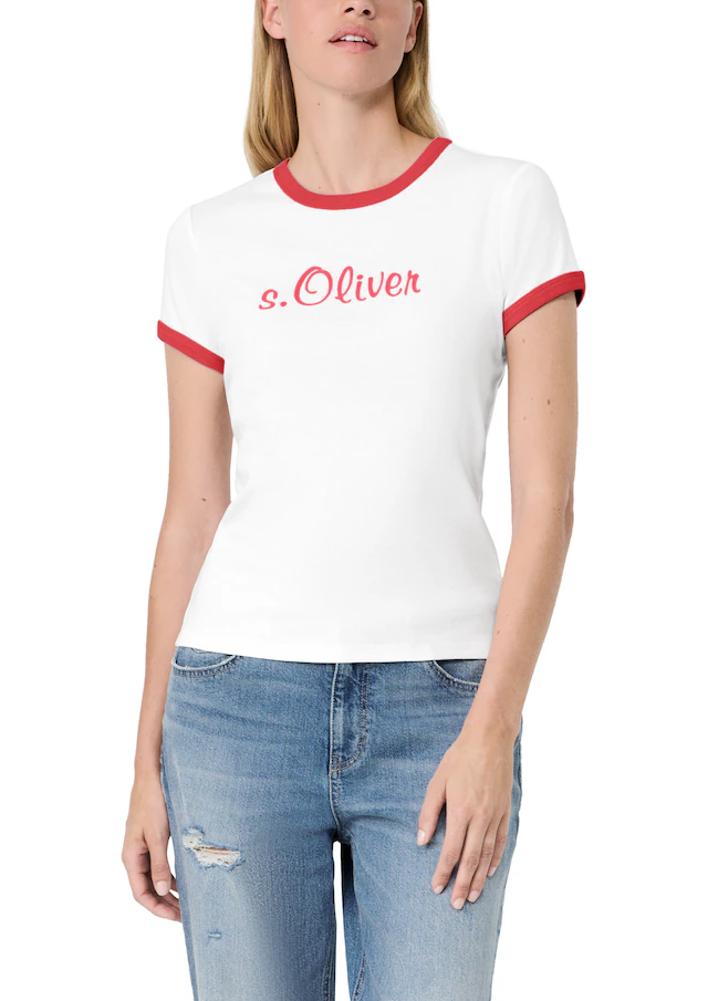 s.Oliver Kurzarmshirt »s.Oliver X Heidi Klum Logo T-Shirt« mit Logo-Print / Konstrastfarbene Bündchen / Rundhals