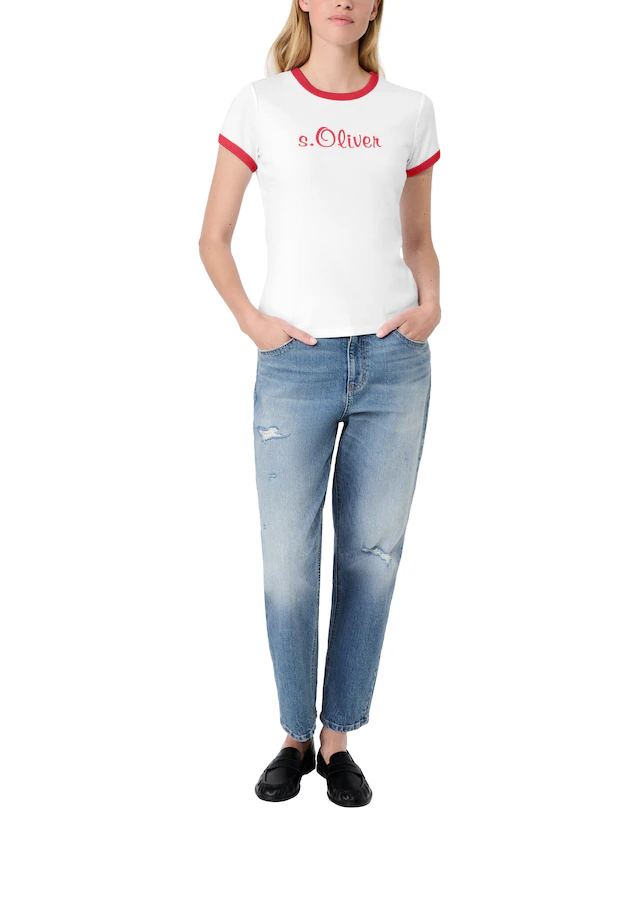 s.Oliver Kurzarmshirt »s.Oliver X Heidi Klum Logo T-Shirt« mit Logo-Print / Konstrastfarbene Bündchen / Rundhals
