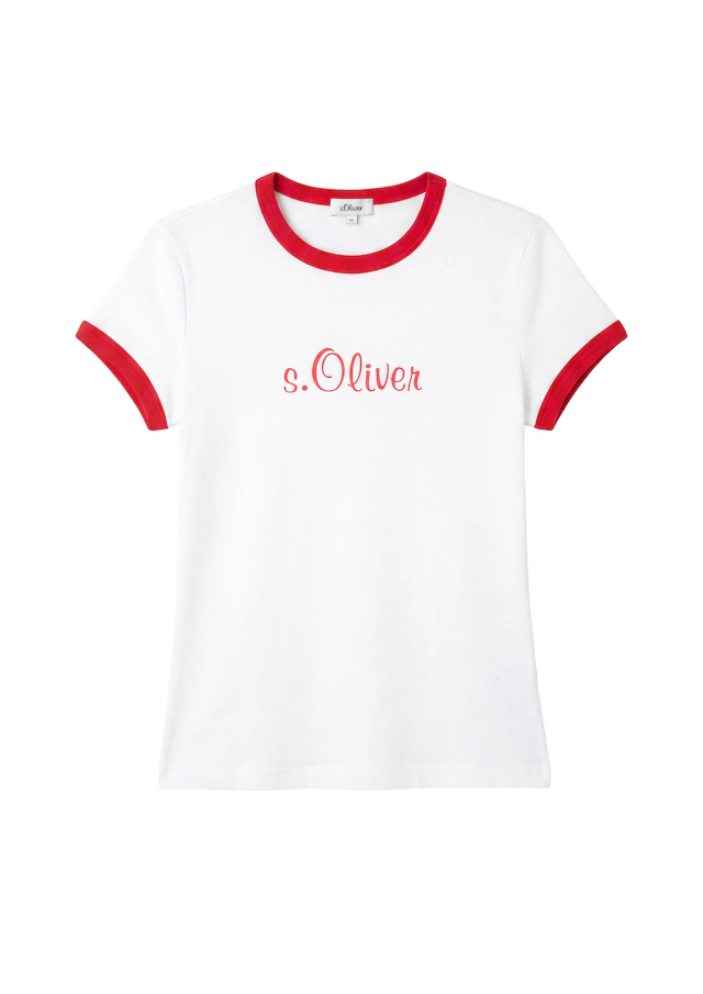 s.Oliver Kurzarmshirt »s.Oliver X Heidi Klum Logo T-Shirt« mit Logo-Print / Konstrastfarbene Bündchen / Rundhals