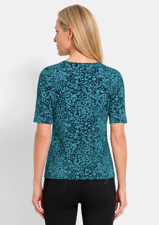 GOLDNER Kurzarmshirt »Viskoseshirt mit Leo Print« stretchbequemer Viskosejersey